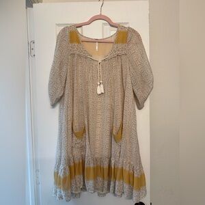 Free People Bohemian Beige and Yellow Dress NWOT